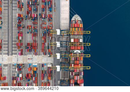Container Cargo Ship Loading At Port, Freight Transportation Import Export And Business Logistic By 