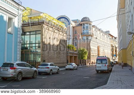 Moscow, Russia, 10.09.2017: Small Golovin Lane. Street With Historical Buildings In The City Center.