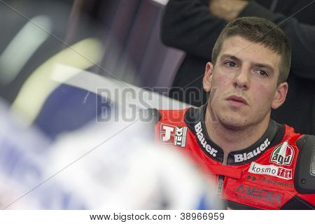 CHESTE - 9 พฤศจิกายน: Claudio Corti ระหว่าง MOTOGP Comunitat Valenciana, 9 พฤศจิกายน 2012 ผม