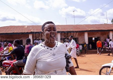 Lagos, Nigeria - October 12, 2020: Group Of Nigerian Youths Protesting Around The City About End Sar