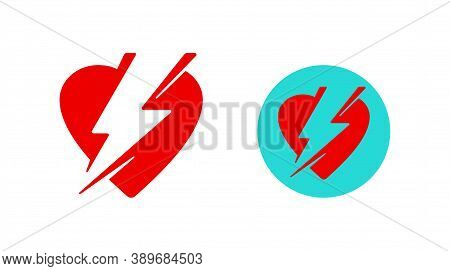 Broken Heart Icon (or Heart Attack) - Human Heart Divided By Half