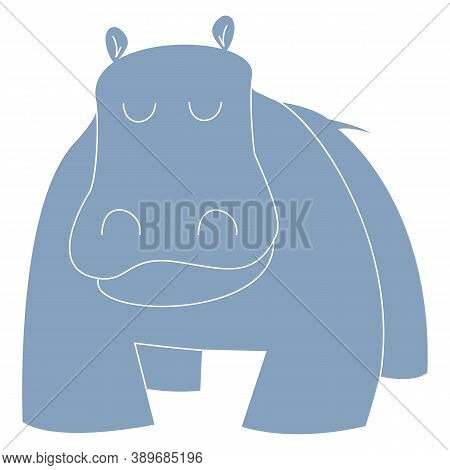 Cartoon Illustration Of Hippo Or Hippopotamus Funny Animal Character