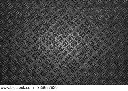 Black Dark Grey Checker Plate Abstract Floor Metal Stanless Background Stainless Pattern Surface.