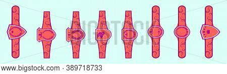 Set Of Cigar With Label Cartoon Icon Design Template With Various Models. Vector Illustration Isolat