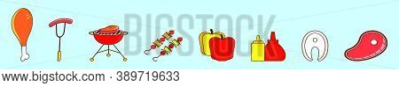Set Of Brochette Cartoon Icon Design Template With Various Models. Vector Illustration Isolated On B