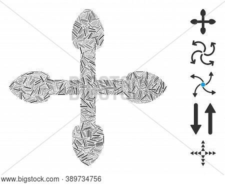Hatch Mosaic Based On 4 Direction Arrows Icon. Mosaic Vector 4 Direction Arrows Is Created With Rand