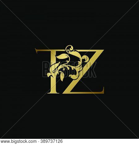 Elegance Luxury Deco Letter T And Z, Tz Golden Logo Vector Design, Alphabet Font Initial In Art Deco
