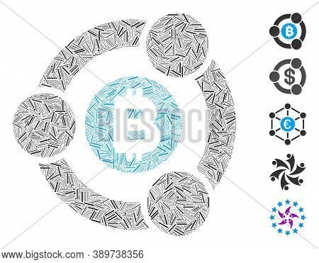 Hatch Mosaic Based On Bitcoin Collaboration Icon. Mosaic Vector Bitcoin Collaboration Is Formed With