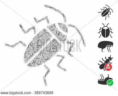 Dash Mosaic Based On Cucaracha Icon. Mosaic Vector Cucaracha Is Designed With Random Dash Elements. 