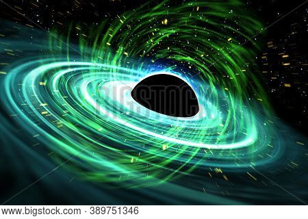 Universe Realistic Black Hole Space Background 3d Illustration