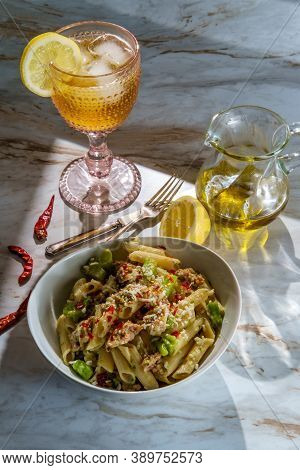 Sausage And Chopped Broccoli Penne Ragu Alla Bolognese With Lemonade