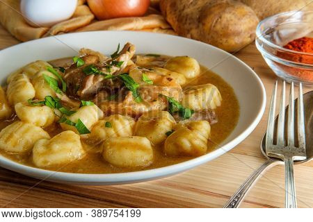 Hungarian Chicken Paprikash With Gnocchi Potato Dumplings And Basil