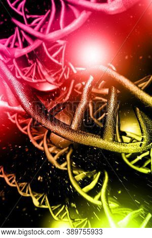 Abstract Dna Strand Double Helix Genetics 3d Illustration