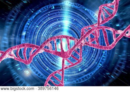 Abstract Dna Strand Double Helix Genetics 3d Illustration