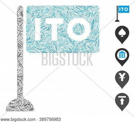 Line Mosaic Based On Ito Rectange Flag Icon. Mosaic Vector Ito Rectange Flag Is Created With Random 