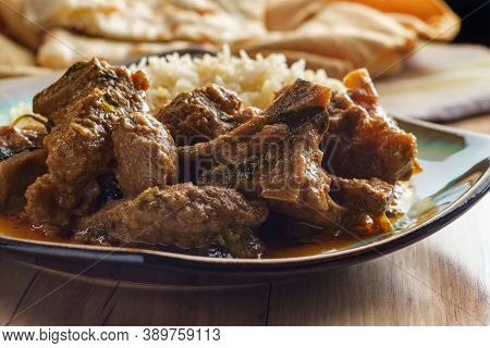 Authentic Indian Goat Korma Curry With Jasmine Rice