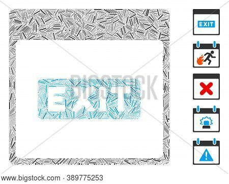 Hatch Mosaic Based On Exit Caption Calendar Page Icon. Mosaic Vector Exit Caption Calendar Page Is C