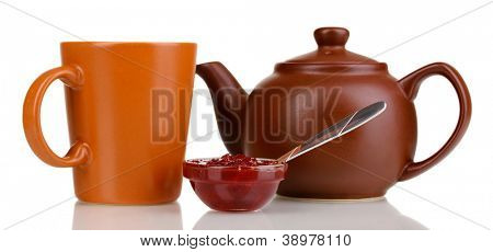 Hilfreiche Tee mit Marmelade für Immunität, isolated on white