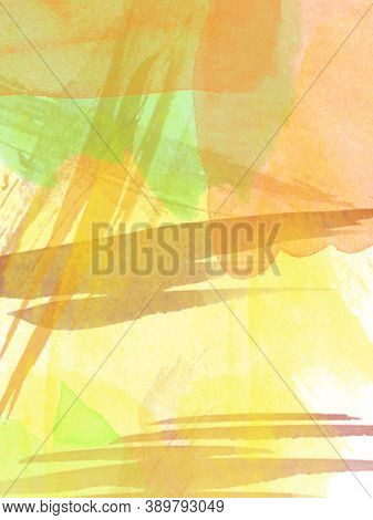 Autumn Watercolor Background. Delicate Texture. Free Place. Red, Yellow And Orange Colors.