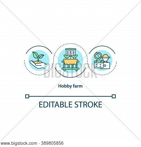 Hobby Farm Concept Icon. Rural Residential Idea Thin Line Illustration. Smallholding. Country Home. 