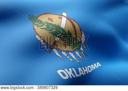 3d Rendering Of A Detailed And Textured Oklahoma Usa State Flag