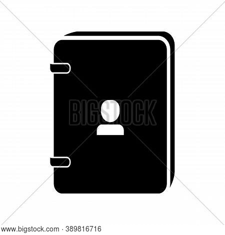 Notepad With Contacts Black Icon On A White Background. Vector Eps10
