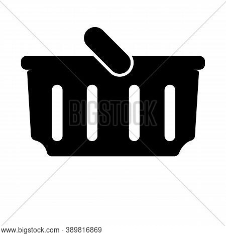 Grocery Basket Black Icon On White Background In Supermarket. Vector Eps10