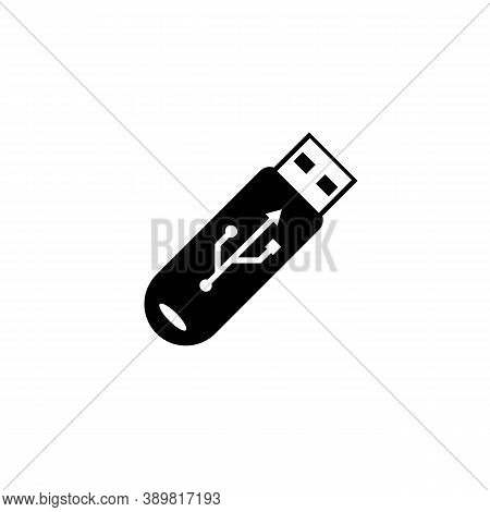 Usb Flash Drive Icon Black On A White Background. Memory. Vector Eps10