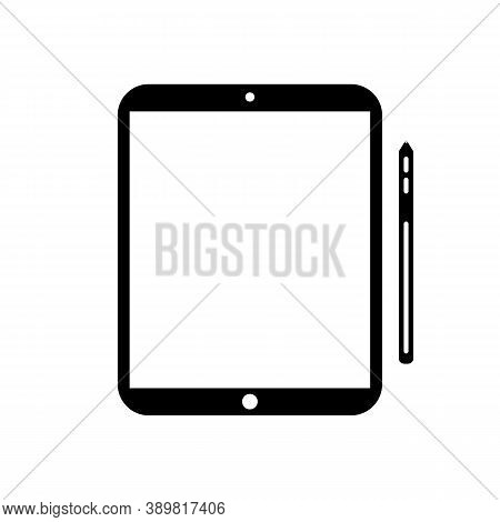 Tablet Icon Black On A White Background. Stylus. Vector Eps10