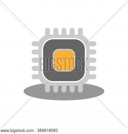 Processor Icon. Microprocessor. Gray With Orange On A White Background. Vector Eps10