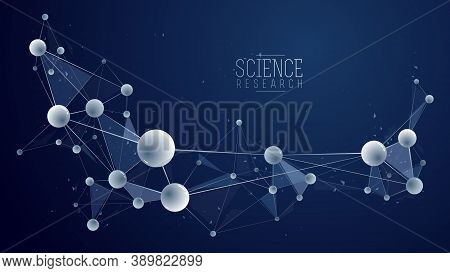 Molecules Vector Abstract Background, 3d Dimensional Science Chemistry And Physics Theme Design Elem