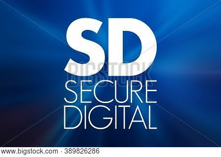 Sd - Secure Digital Acronym, Technology Concept Background