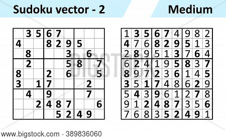 Sudoku Game With Answers. Simple Vector Design Set