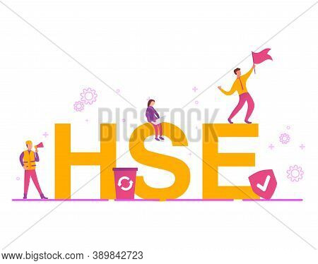 Hse - Health Safety Environmen Big Letters.concept Icon Isolated On White Background.the Guy Is Wavi
