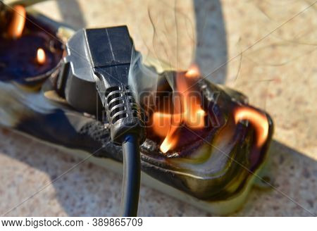 Outlets With Switche Caught Fire In Room. Overloaded Electrical Current Or Short In Device From Many