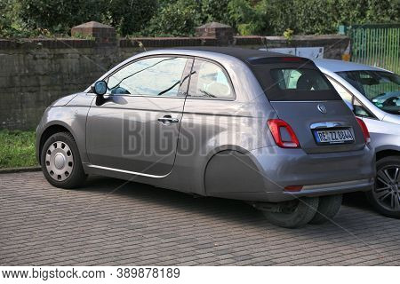 Dortmund, Germany - September 16, 2020: Fiat 500 Ellenator Bizarre Modified Car Parked In Germany. T