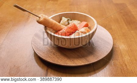 Oden Is Delicious Japanese Traditional Food It Consist Of Fish Dumplings And Various Other Articles 