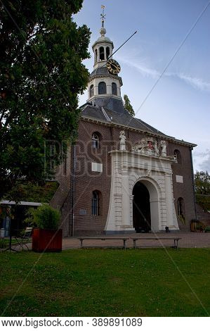 City Gate Zijlpoort And  The Canal, Landmark In The, Leiden, Netherlands
