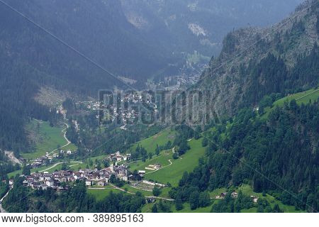 Mountain Landscape At Summer Along The Road To Colle Santa Lucia, Dolomites, Belluno Province, Venet
