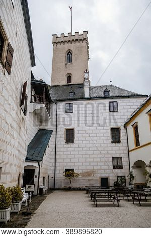 Medieval Castle Rozmberk Nad Vltavou, South Bohemia, Czech Republic, September 26, 2020