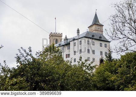 Medieval Castle Rozmberk Nad Vltavou, South Bohemia, Czech Republic, September 26, 2020