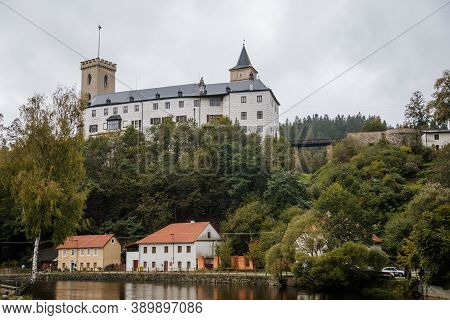 Medieval Castle Rozmberk Nad Vltavou, South Bohemia, Czech Republic, September 26, 2020