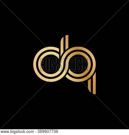 Lowercase Letters D And Q. Flat Bound Design In A Golden Hue For A Logo, Brand, Or Logo. Vector Illu