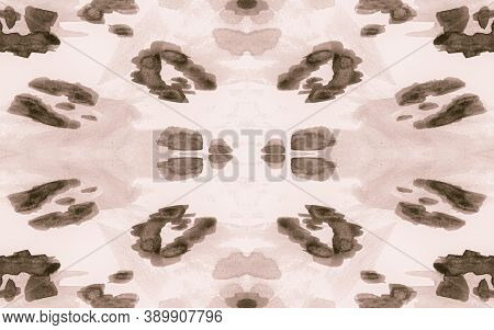 Seamless Leopard Imitation. Watercolour Panther Fur Pattern. Brown Spotted African Wallpaper. Trendy