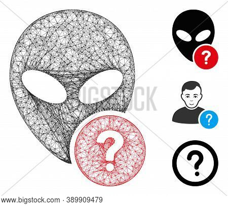 Mesh Alien Status Polygonal Web Icon Vector Illustration. Model Is Based On Alien Status Flat Icon. 