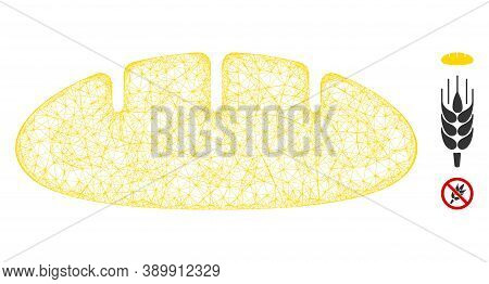 Mesh Bread Polygonal Web Icon Vector Illustration. Abstraction Is Based On Bread Flat Icon. Triangle