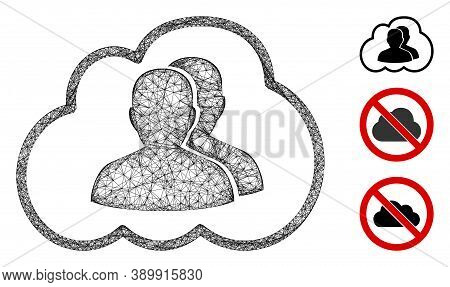 Mesh Cloud Community Polygonal Web Icon Vector Illustration. Model Is Based On Cloud Community Flat 