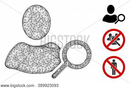 Mesh Find User Polygonal Web 2d Vector Illustration. Carcass Model Is Based On Find User Flat Icon. 