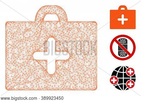 Mesh First Aid Polygonal Web 2d Vector Illustration. Carcass Model Is Based On First Aid Flat Icon. 