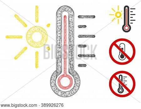 Mesh Hot Weather Polygonal Web 2d Vector Illustration. Carcass Model Is Based On Hot Weather Flat Ic